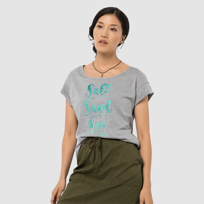 T-shirt Jack Wolfskin Salt Sand Sea Mujer Grises Mexico-8147526